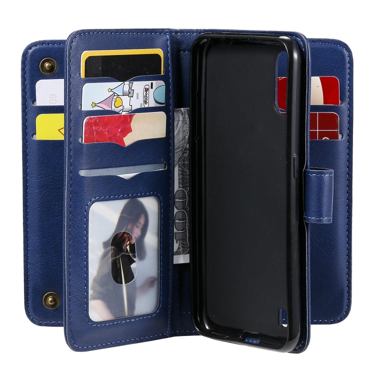For Samsung Galaxy A01 Multifunctional Magnetic Copper Buckle Horizontal Flip Solid Color Leather Case with 10 Card Slots & Wallet & Holder & Photo Frame