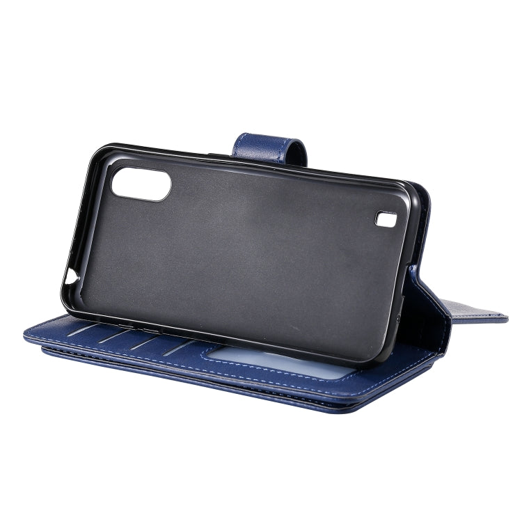 For Samsung Galaxy A01 Multifunctional Magnetic Copper Buckle Horizontal Flip Solid Color Leather Case with 10 Card Slots & Wallet & Holder & Photo Frame