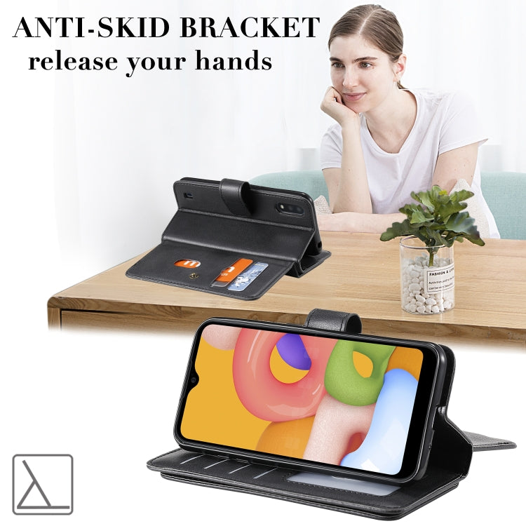 For Samsung Galaxy A01 Multifunctional Magnetic Copper Buckle Horizontal Flip Solid Color Leather Case with 10 Card Slots & Wallet & Holder & Photo Frame