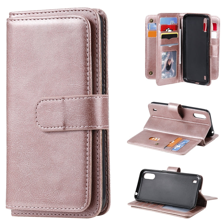 For Samsung Galaxy A01 Multifunctional Magnetic Copper Buckle Horizontal Flip Solid Color Leather Case with 10 Card Slots & Wallet & Holder & Photo Frame