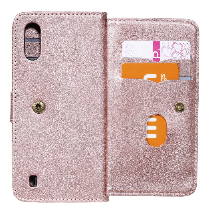 For Samsung Galaxy A01 Multifunctional Magnetic Copper Buckle Horizontal Flip Solid Color Leather Case with 10 Card Slots & Wallet & Holder & Photo Frame