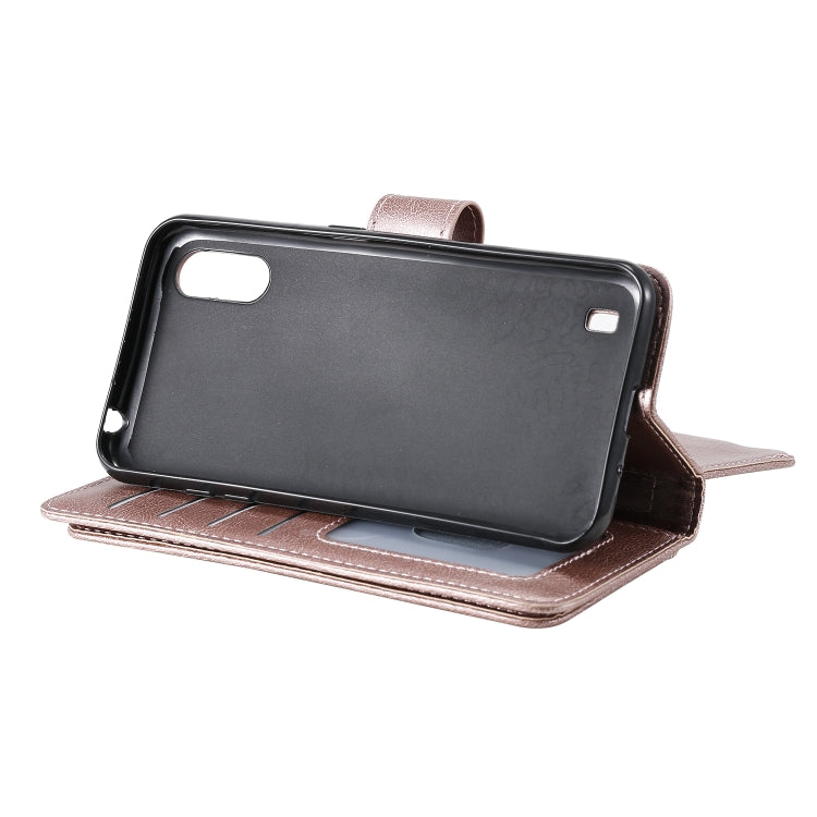 For Samsung Galaxy A01 Multifunctional Magnetic Copper Buckle Horizontal Flip Solid Color Leather Case with 10 Card Slots & Wallet & Holder & Photo Frame
