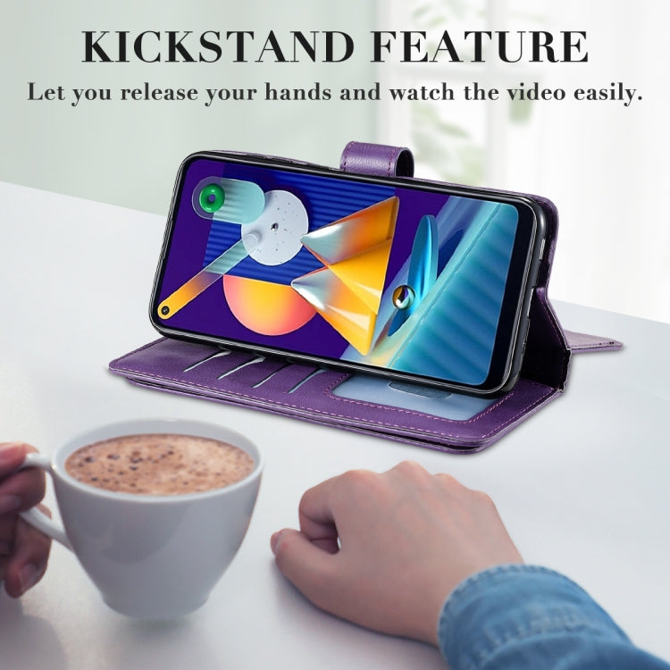 For Samsung Galaxy A11 Multifunctional Magnetic Copper Buckle Horizontal Flip Solid Color Leather Case with 10 Card Slots & Wallet & Holder & Photo Frame