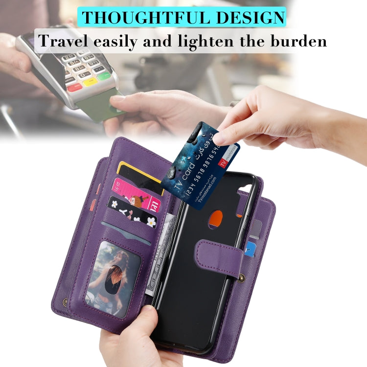 For Samsung Galaxy A11 Multifunctional Magnetic Copper Buckle Horizontal Flip Solid Color Leather Case with 10 Card Slots & Wallet & Holder & Photo Frame
