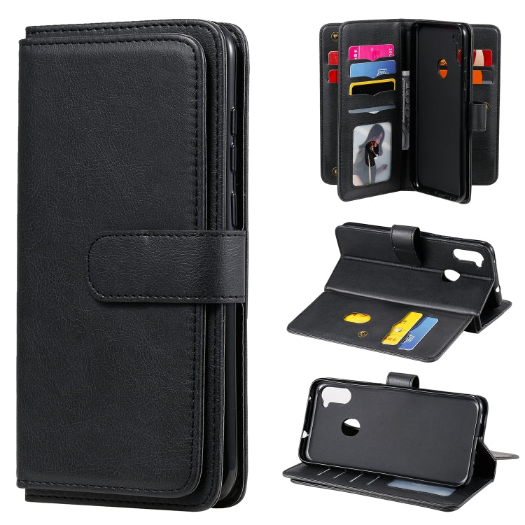 For Samsung Galaxy A11 Multifunctional Magnetic Copper Buckle Horizontal Flip Solid Color Leather Case with 10 Card Slots & Wallet & Holder & Photo Frame