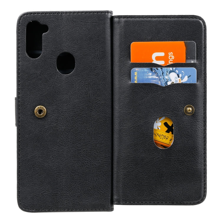 For Samsung Galaxy A11 Multifunctional Magnetic Copper Buckle Horizontal Flip Solid Color Leather Case with 10 Card Slots & Wallet & Holder & Photo Frame