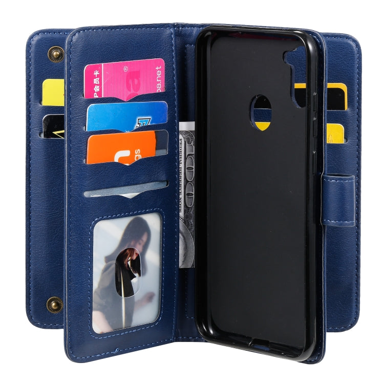 For Samsung Galaxy A11 Multifunctional Magnetic Copper Buckle Horizontal Flip Solid Color Leather Case with 10 Card Slots & Wallet & Holder & Photo Frame