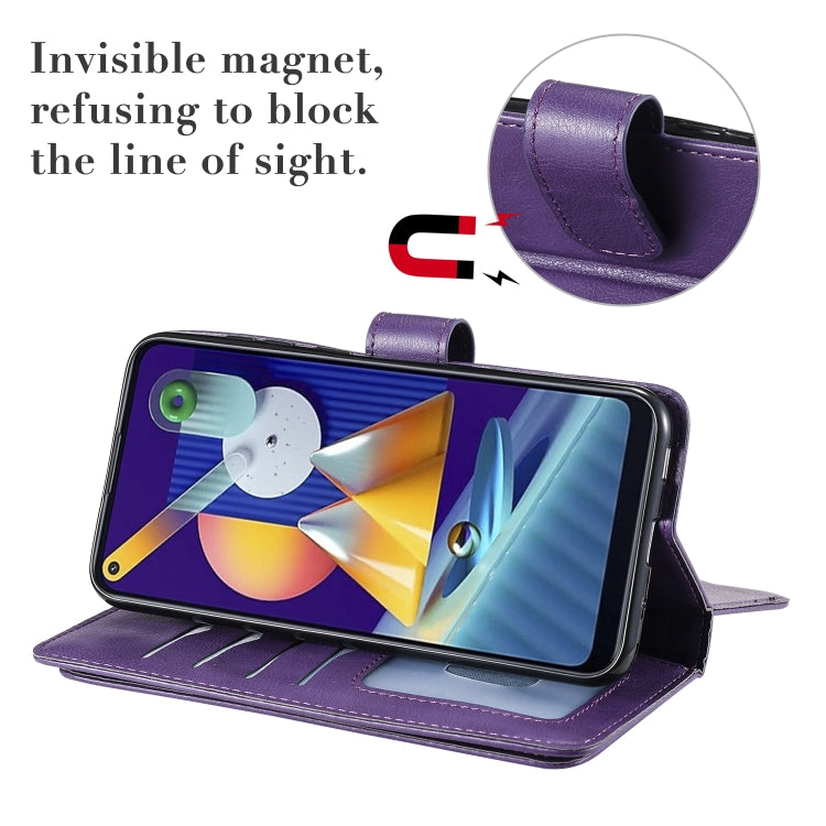 For Samsung Galaxy A11 Multifunctional Magnetic Copper Buckle Horizontal Flip Solid Color Leather Case with 10 Card Slots & Wallet & Holder & Photo Frame