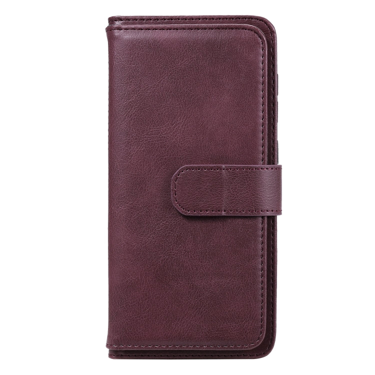 For Samsung Galaxy A21s Multifunctional Magnetic Copper Buckle Horizontal Flip Solid Color Leather Case with 10 Card Slots & Wallet & Holder & Photo Frame