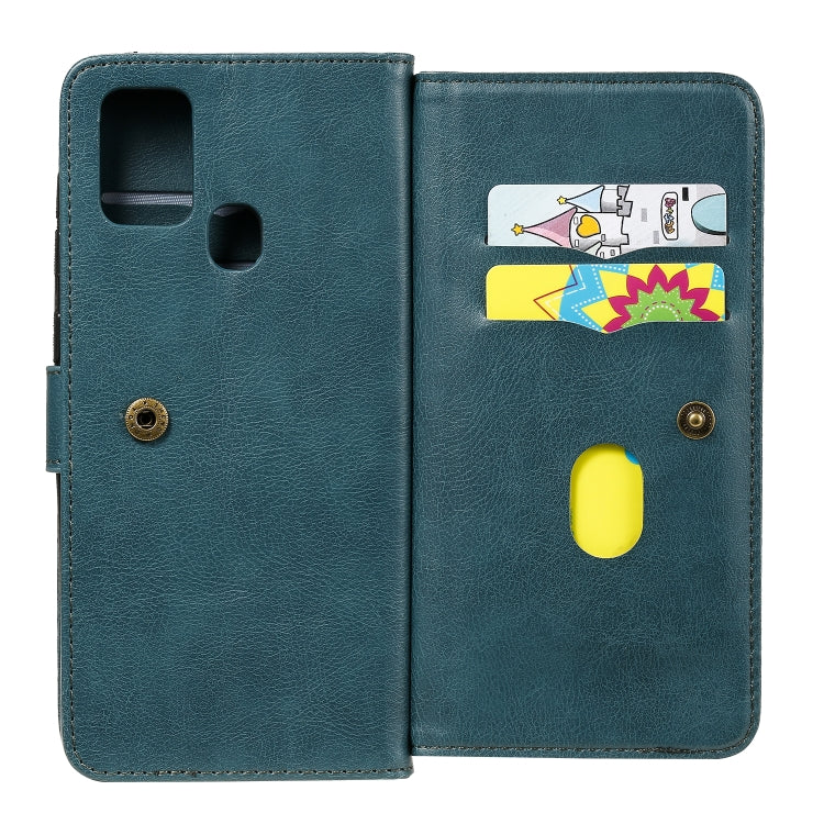For Samsung Galaxy A21s Multifunctional Magnetic Copper Buckle Horizontal Flip Solid Color Leather Case with 10 Card Slots & Wallet & Holder & Photo Frame