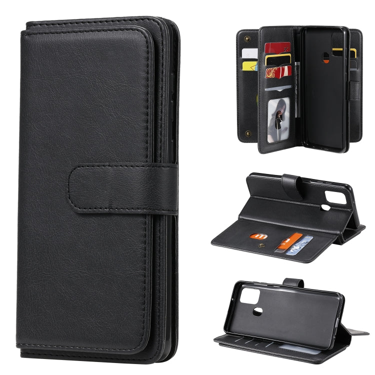 For Samsung Galaxy A21s Multifunctional Magnetic Copper Buckle Horizontal Flip Solid Color Leather Case with 10 Card Slots & Wallet & Holder & Photo Frame