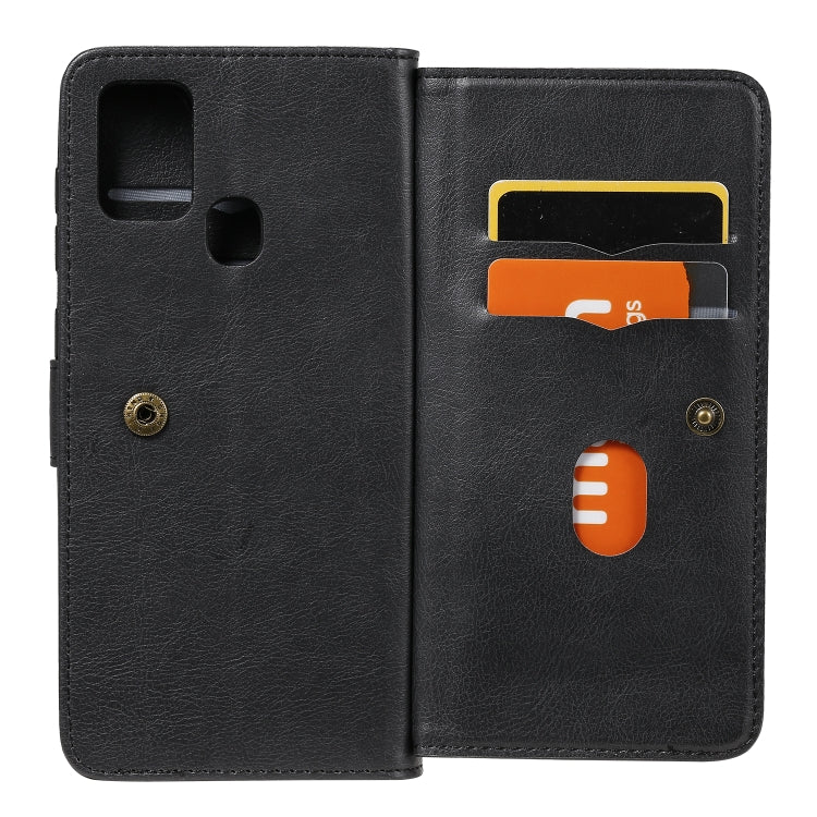For Samsung Galaxy A21s Multifunctional Magnetic Copper Buckle Horizontal Flip Solid Color Leather Case with 10 Card Slots & Wallet & Holder & Photo Frame