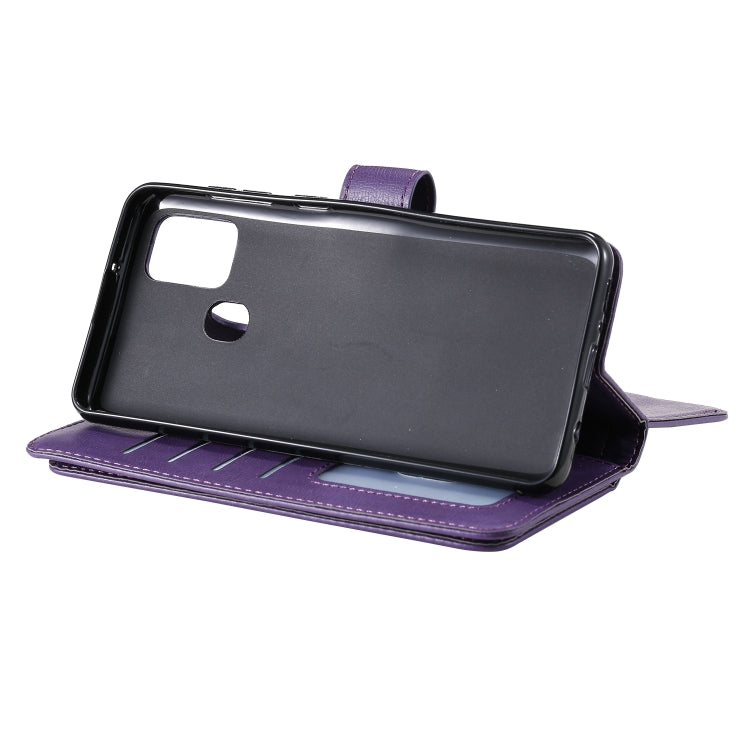 For Samsung Galaxy A21s Multifunctional Magnetic Copper Buckle Horizontal Flip Solid Color Leather Case with 10 Card Slots & Wallet & Holder & Photo Frame