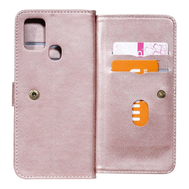 For Samsung Galaxy A21s Multifunctional Magnetic Copper Buckle Horizontal Flip Solid Color Leather Case with 10 Card Slots & Wallet & Holder & Photo Frame