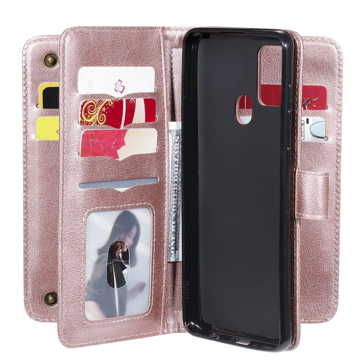 For Samsung Galaxy A21s Multifunctional Magnetic Copper Buckle Horizontal Flip Solid Color Leather Case with 10 Card Slots & Wallet & Holder & Photo Frame
