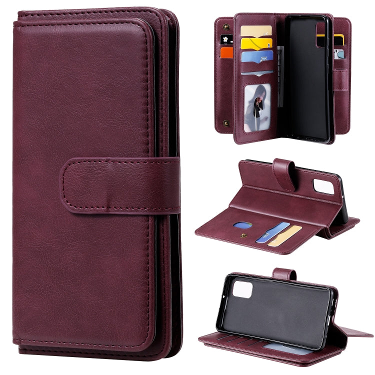 For Samsung Galaxy A41 Multifunctional Magnetic Copper Buckle Horizontal Flip Solid Color Leather Case with 10 Card Slots & Wallet & Holder & Photo Frame
