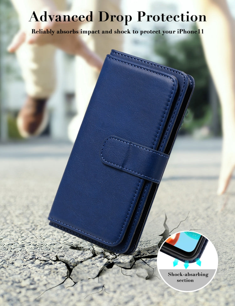 For Samsung Galaxy A41 Multifunctional Magnetic Copper Buckle Horizontal Flip Solid Color Leather Case with 10 Card Slots & Wallet & Holder & Photo Frame