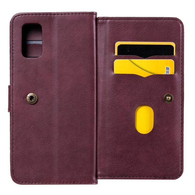 For Samsung Galaxy A41 Multifunctional Magnetic Copper Buckle Horizontal Flip Solid Color Leather Case with 10 Card Slots & Wallet & Holder & Photo Frame