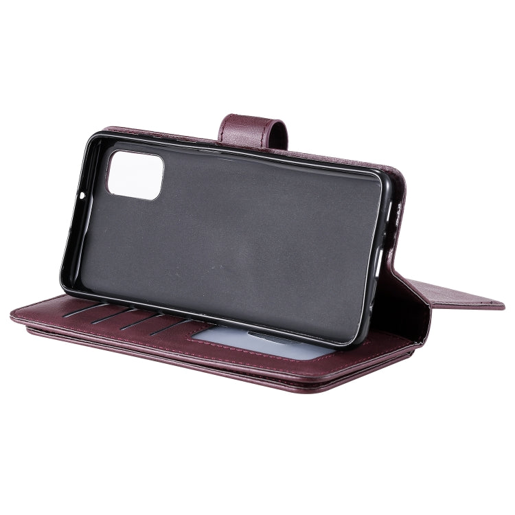 For Samsung Galaxy A41 Multifunctional Magnetic Copper Buckle Horizontal Flip Solid Color Leather Case with 10 Card Slots & Wallet & Holder & Photo Frame