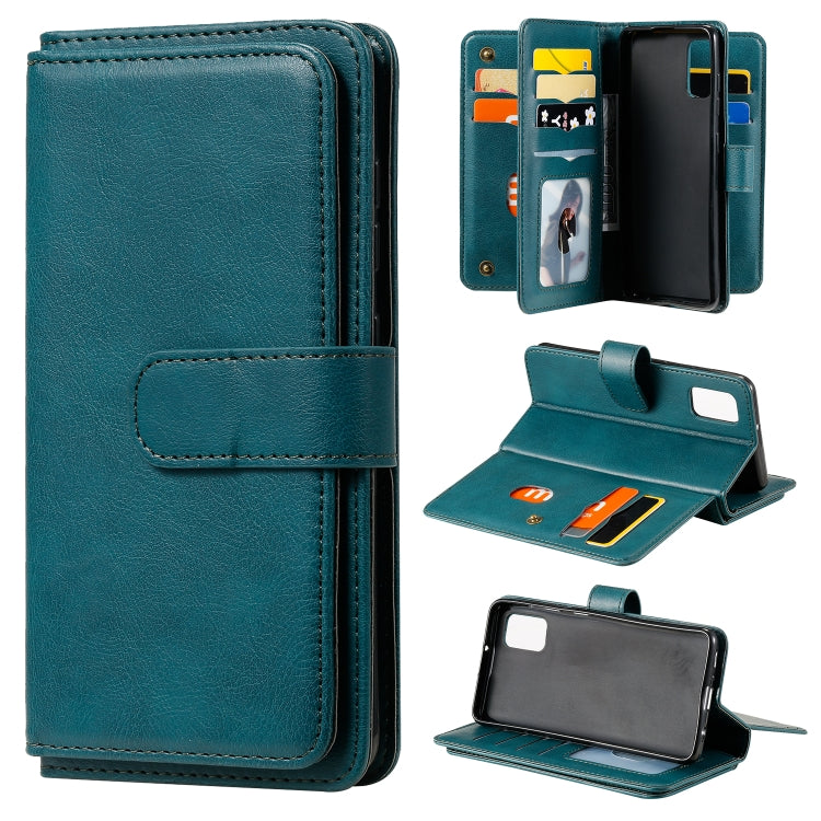 For Samsung Galaxy A41 Multifunctional Magnetic Copper Buckle Horizontal Flip Solid Color Leather Case with 10 Card Slots & Wallet & Holder & Photo Frame