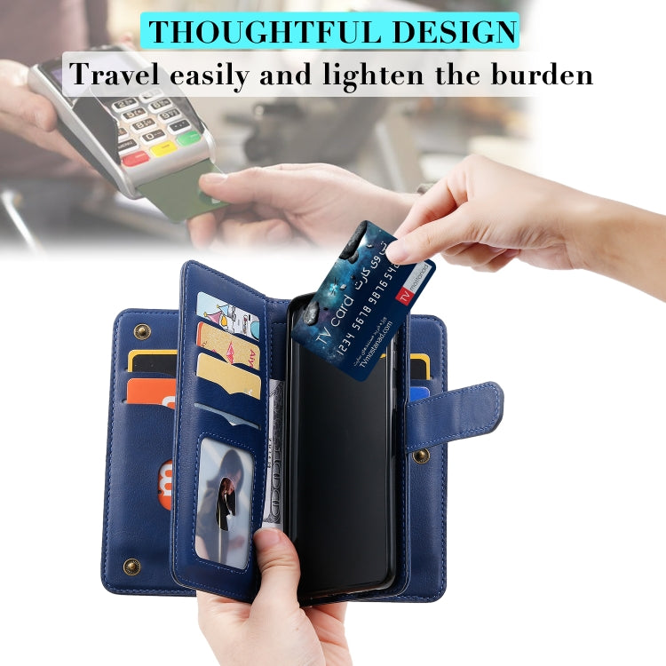 For Samsung Galaxy A41 Multifunctional Magnetic Copper Buckle Horizontal Flip Solid Color Leather Case with 10 Card Slots & Wallet & Holder & Photo Frame