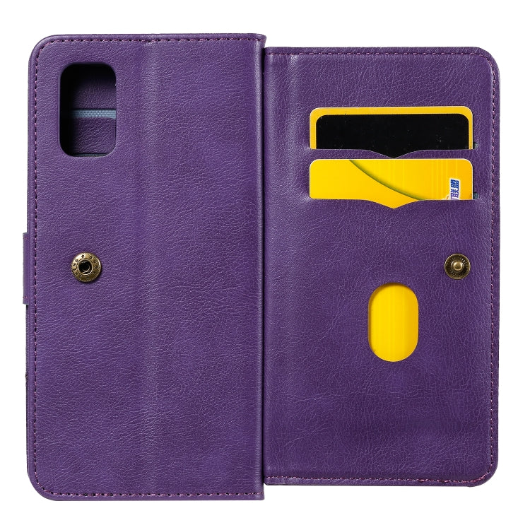 For Samsung Galaxy A41 Multifunctional Magnetic Copper Buckle Horizontal Flip Solid Color Leather Case with 10 Card Slots & Wallet & Holder & Photo Frame