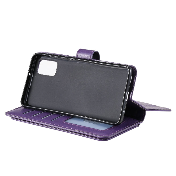 For Samsung Galaxy A41 Multifunctional Magnetic Copper Buckle Horizontal Flip Solid Color Leather Case with 10 Card Slots & Wallet & Holder & Photo Frame