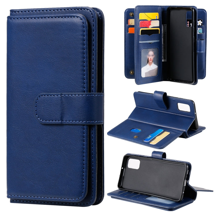 For Samsung Galaxy A41 Multifunctional Magnetic Copper Buckle Horizontal Flip Solid Color Leather Case with 10 Card Slots & Wallet & Holder & Photo Frame