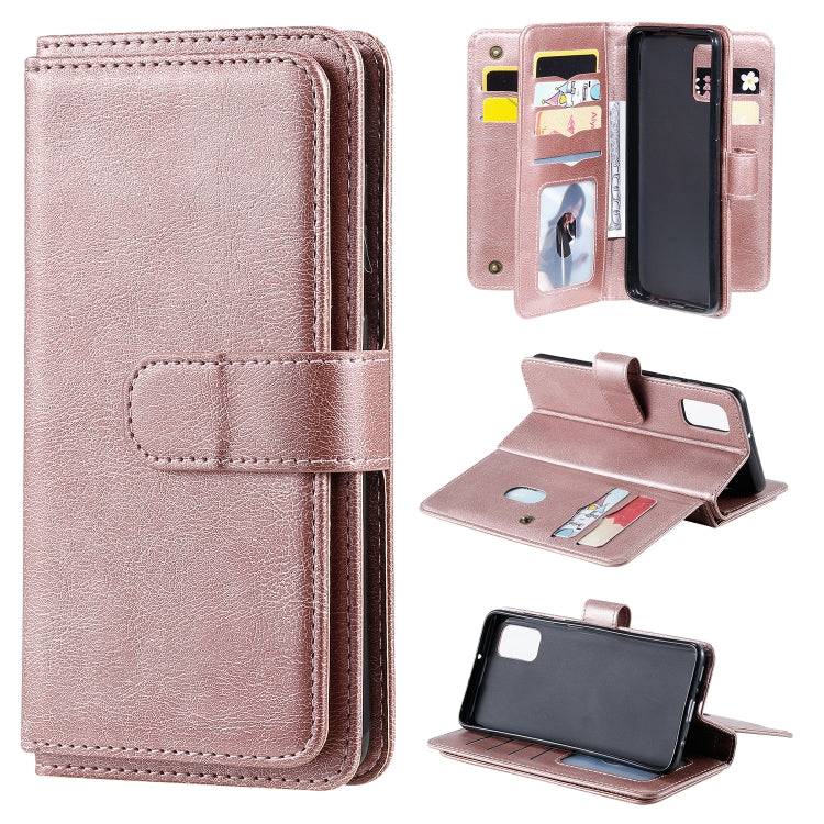 For Samsung Galaxy A41 Multifunctional Magnetic Copper Buckle Horizontal Flip Solid Color Leather Case with 10 Card Slots & Wallet & Holder & Photo Frame