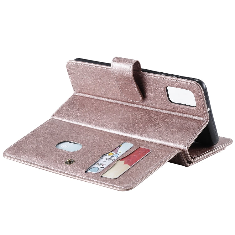 For Samsung Galaxy A41 Multifunctional Magnetic Copper Buckle Horizontal Flip Solid Color Leather Case with 10 Card Slots & Wallet & Holder & Photo Frame