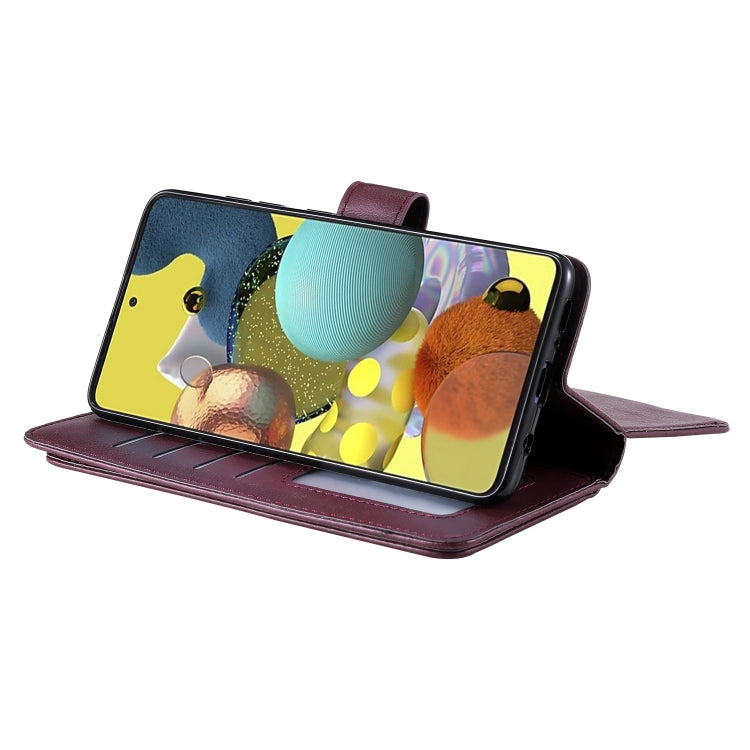 For Samsung Galaxy A51 (5G) Multifunctional Magnetic Copper Buckle Horizontal Flip Solid Color Leather Case with 10 Card Slots & Wallet & Holder & Photo Frame