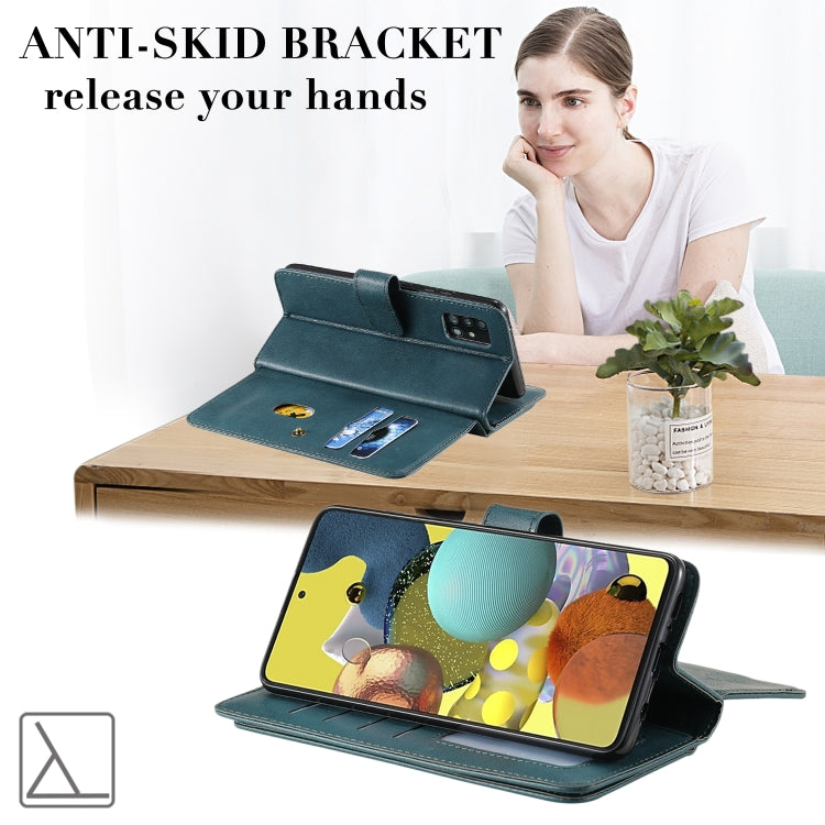 For Samsung Galaxy A51 (5G) Multifunctional Magnetic Copper Buckle Horizontal Flip Solid Color Leather Case with 10 Card Slots & Wallet & Holder & Photo Frame