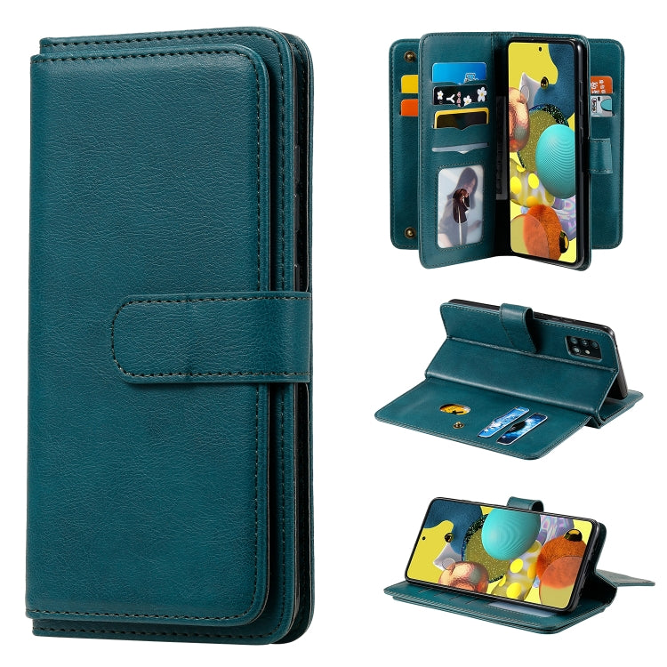 For Samsung Galaxy A51 (5G) Multifunctional Magnetic Copper Buckle Horizontal Flip Solid Color Leather Case with 10 Card Slots & Wallet & Holder & Photo Frame