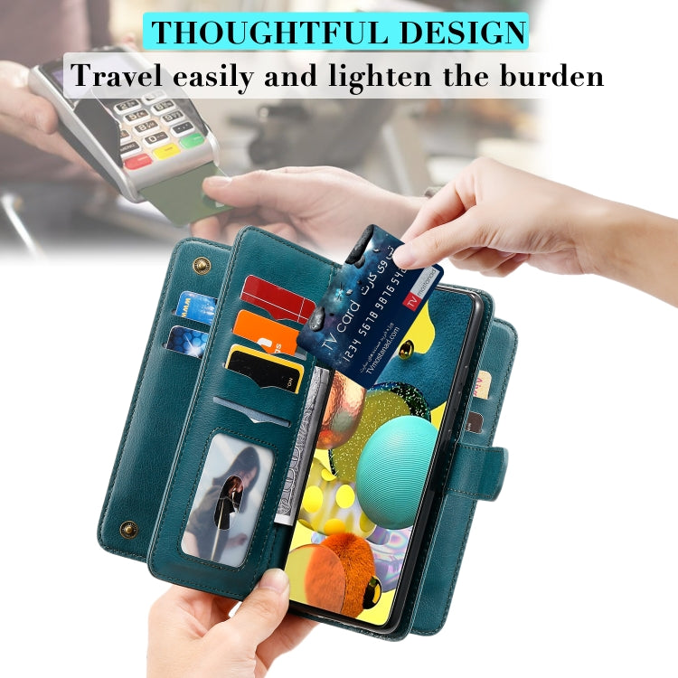 For Samsung Galaxy A51 (5G) Multifunctional Magnetic Copper Buckle Horizontal Flip Solid Color Leather Case with 10 Card Slots & Wallet & Holder & Photo Frame