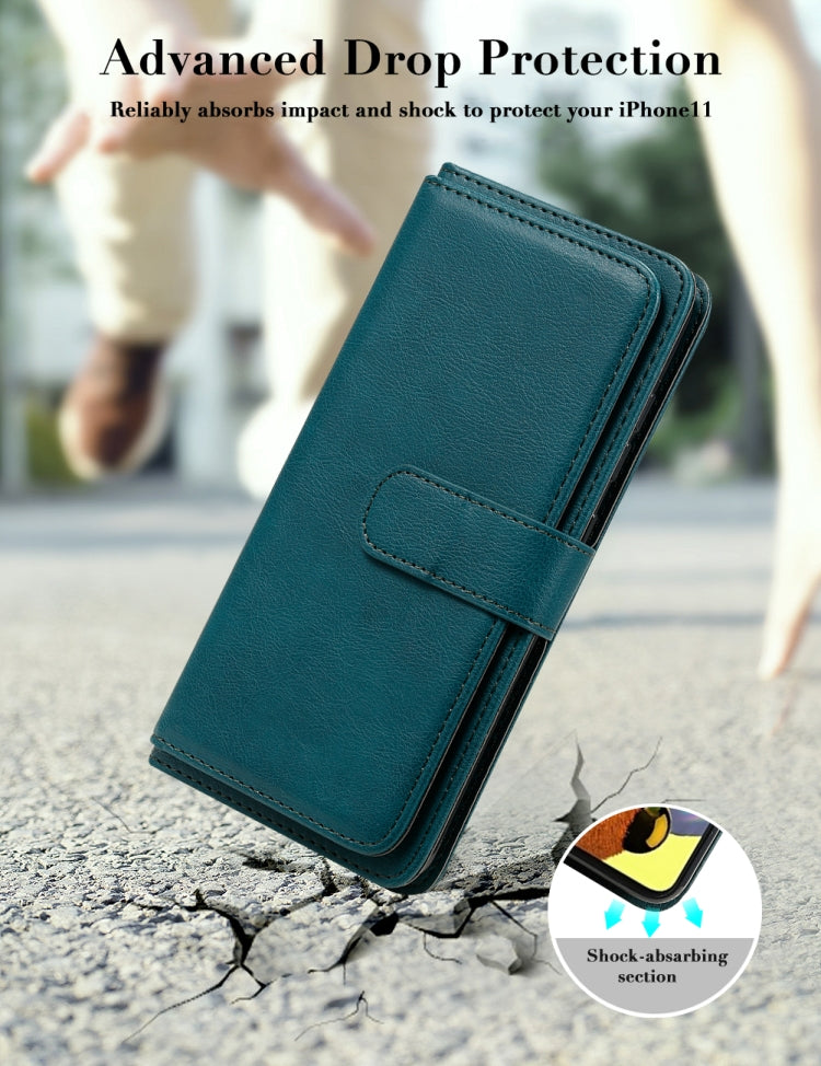 For Samsung Galaxy A51 (5G) Multifunctional Magnetic Copper Buckle Horizontal Flip Solid Color Leather Case with 10 Card Slots & Wallet & Holder & Photo Frame