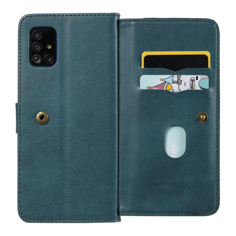 For Samsung Galaxy A51 (5G) Multifunctional Magnetic Copper Buckle Horizontal Flip Solid Color Leather Case with 10 Card Slots & Wallet & Holder & Photo Frame
