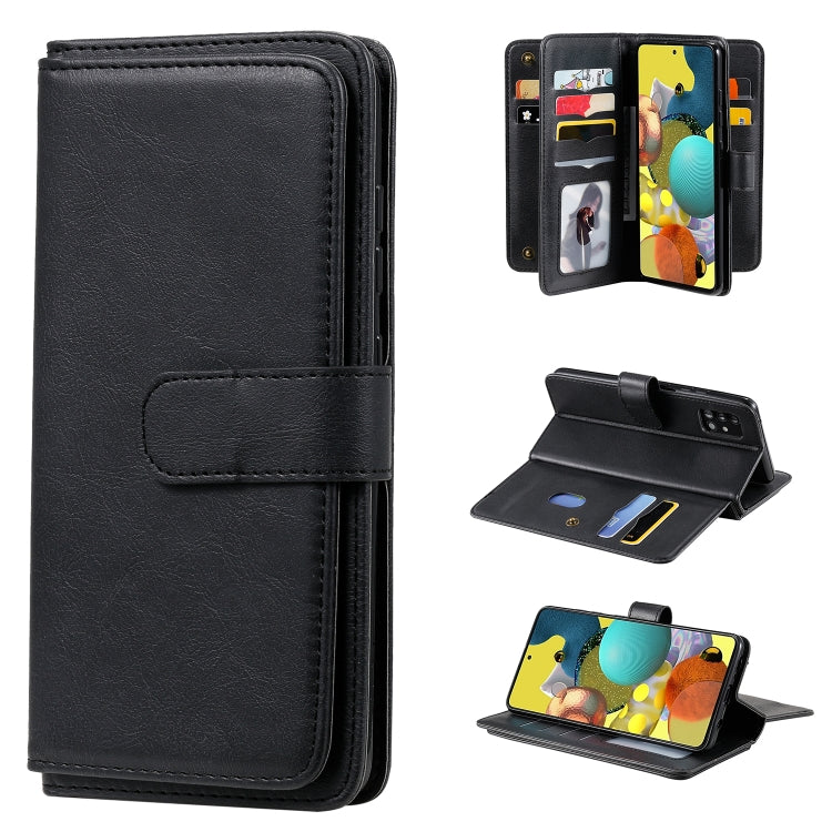 For Samsung Galaxy A51 (5G) Multifunctional Magnetic Copper Buckle Horizontal Flip Solid Color Leather Case with 10 Card Slots & Wallet & Holder & Photo Frame