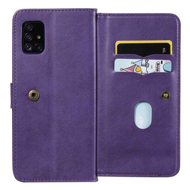 For Samsung Galaxy A51 (5G) Multifunctional Magnetic Copper Buckle Horizontal Flip Solid Color Leather Case with 10 Card Slots & Wallet & Holder & Photo Frame