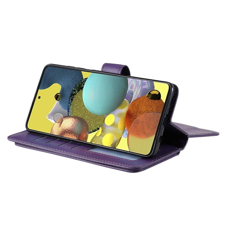 For Samsung Galaxy A51 (5G) Multifunctional Magnetic Copper Buckle Horizontal Flip Solid Color Leather Case with 10 Card Slots & Wallet & Holder & Photo Frame