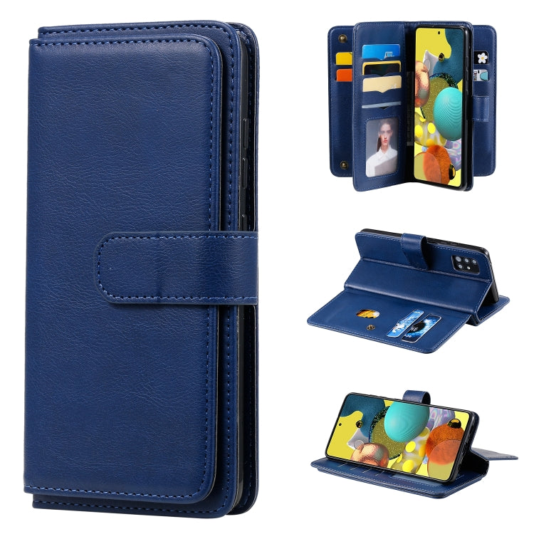 For Samsung Galaxy A51 (5G) Multifunctional Magnetic Copper Buckle Horizontal Flip Solid Color Leather Case with 10 Card Slots & Wallet & Holder & Photo Frame