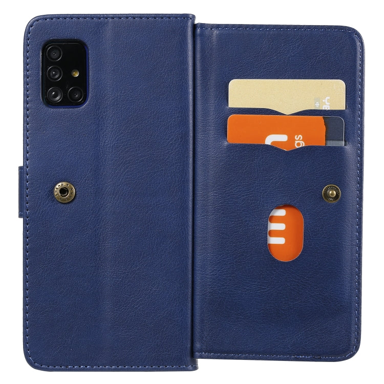 For Samsung Galaxy A51 (5G) Multifunctional Magnetic Copper Buckle Horizontal Flip Solid Color Leather Case with 10 Card Slots & Wallet & Holder & Photo Frame