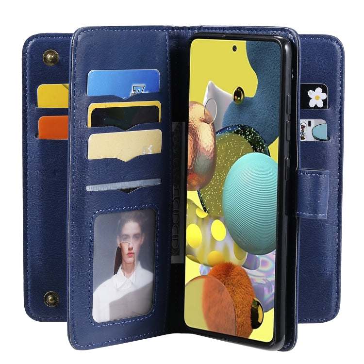 For Samsung Galaxy A51 (5G) Multifunctional Magnetic Copper Buckle Horizontal Flip Solid Color Leather Case with 10 Card Slots & Wallet & Holder & Photo Frame