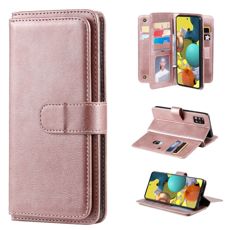 For Samsung Galaxy A51 (5G) Multifunctional Magnetic Copper Buckle Horizontal Flip Solid Color Leather Case with 10 Card Slots & Wallet & Holder & Photo Frame