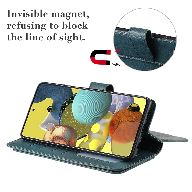 For Samsung Galaxy A51 (5G) Multifunctional Magnetic Copper Buckle Horizontal Flip Solid Color Leather Case with 10 Card Slots & Wallet & Holder & Photo Frame