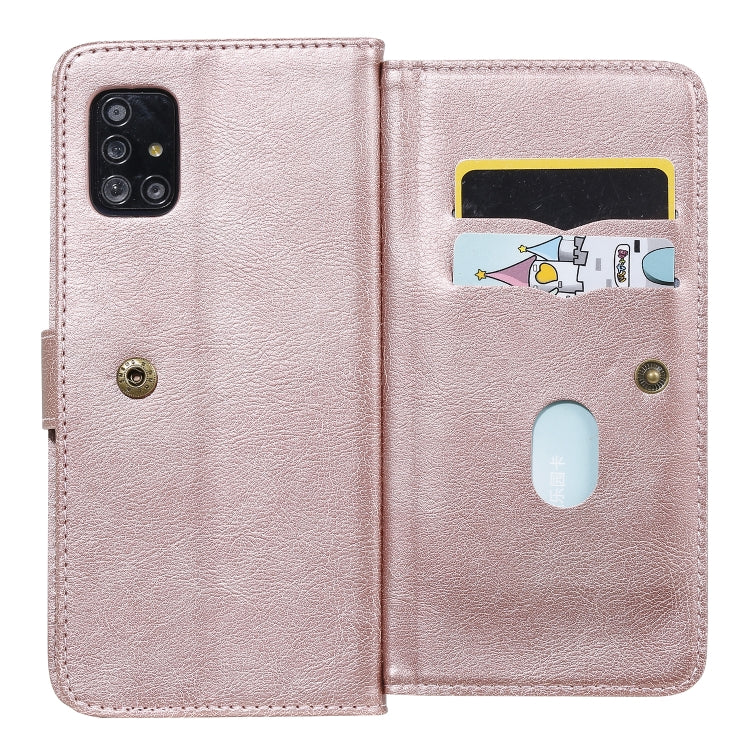 For Samsung Galaxy A51 (5G) Multifunctional Magnetic Copper Buckle Horizontal Flip Solid Color Leather Case with 10 Card Slots & Wallet & Holder & Photo Frame