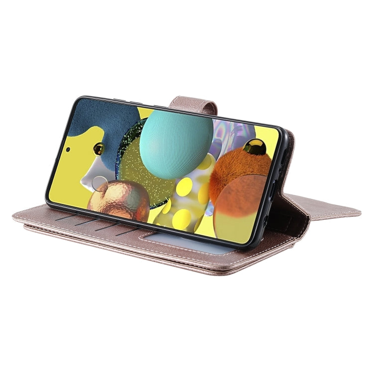 For Samsung Galaxy A51 (5G) Multifunctional Magnetic Copper Buckle Horizontal Flip Solid Color Leather Case with 10 Card Slots & Wallet & Holder & Photo Frame