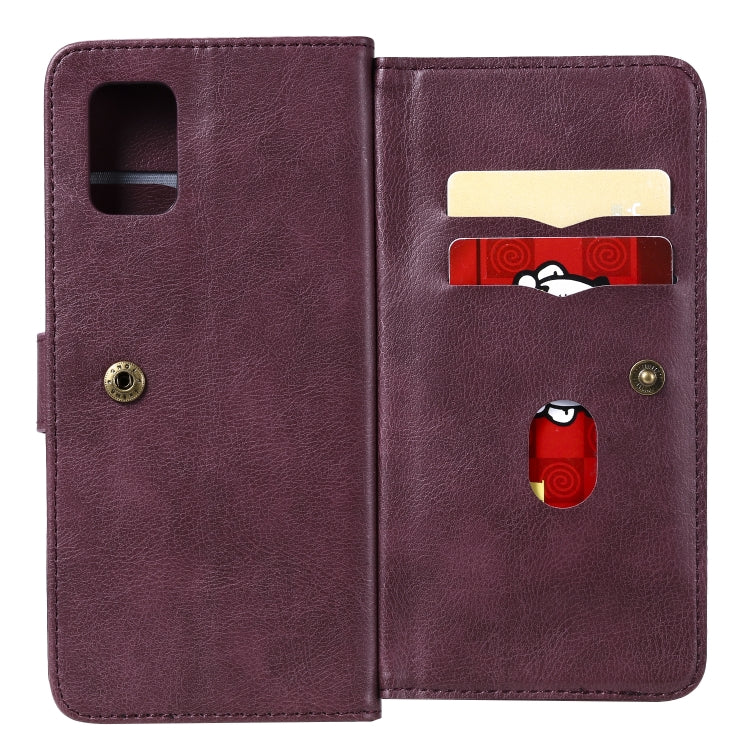 For Samsung Galaxy A71 (5G) Multifunctional Magnetic Copper Buckle Horizontal Flip Solid Color Leather Case with 10 Card Slots & Wallet & Holder & Photo Frame