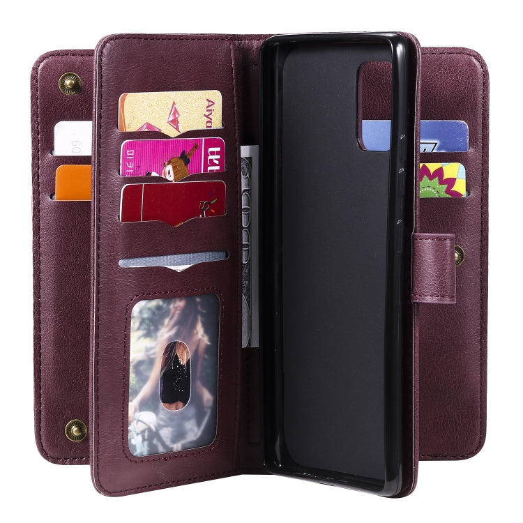 For Samsung Galaxy A71 (5G) Multifunctional Magnetic Copper Buckle Horizontal Flip Solid Color Leather Case with 10 Card Slots & Wallet & Holder & Photo Frame