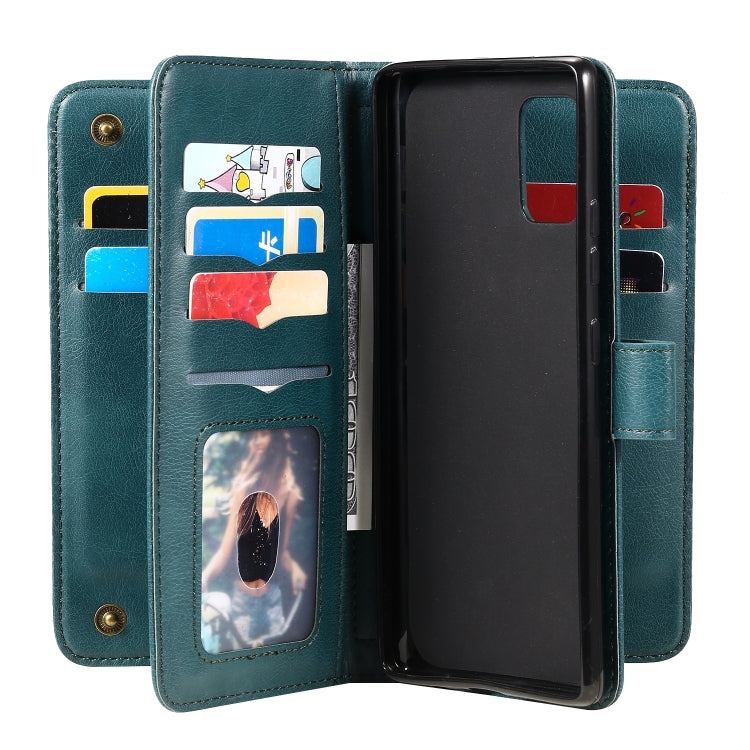 For Samsung Galaxy A71 (5G) Multifunctional Magnetic Copper Buckle Horizontal Flip Solid Color Leather Case with 10 Card Slots & Wallet & Holder & Photo Frame