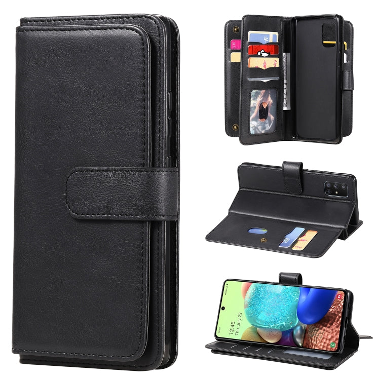 For Samsung Galaxy A71 (5G) Multifunctional Magnetic Copper Buckle Horizontal Flip Solid Color Leather Case with 10 Card Slots & Wallet & Holder & Photo Frame